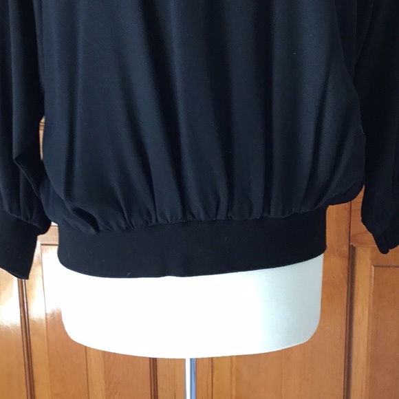 Ladies Black and Rhinestone trimmed Jacket Size 8.  Made in USA.  Zippered front - Picture 8 of 16
